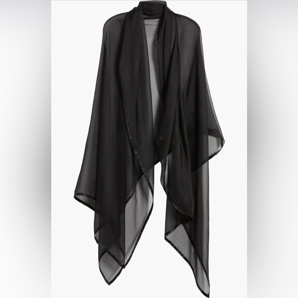 💯 Silk Huge Satin Border Chiffon Scarf , Brand New With Tags - Picture 1 of 12